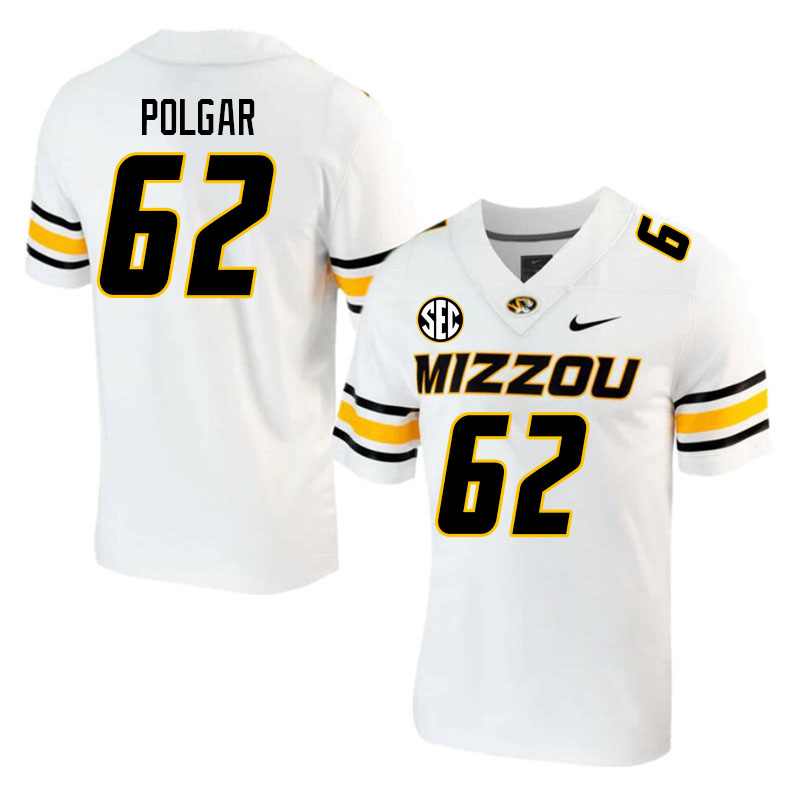 Men #62 Bence Polgar Missouri Tigers College 2023 Football Stitched Jerseys Sale-White